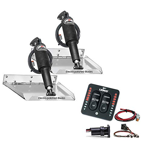 LENCO MARINE 12" x 9" Standard Performance Trim Tab Kit with LED Indicator Switch 12V Black
