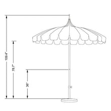 California Umbrella 8.5' Rd. Pagoda Style Patio Umbrella, White Pole, Pacific Blue/Natural