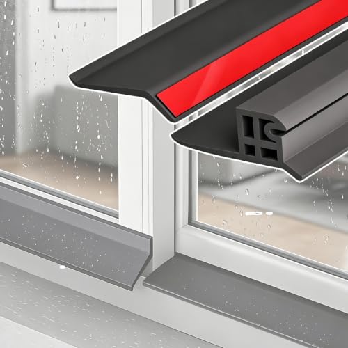 Windows Rubber Rain Diverter for Interior Exterior Tracks, Drip Edge for Sliding Windows, Cuttable Weatherproof Rain Guard