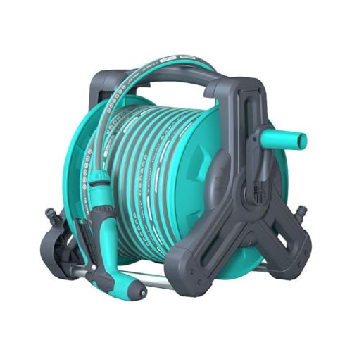 High Pressure Water Gun Portable Hose Reel, Home Garden Watering Hose Reel with Hose, Wall Mounted Hose Rack Storage, Garden Hose Reel, Blue, 5m-60m (Size : High Pressure Water Gun Set 5m Tube)