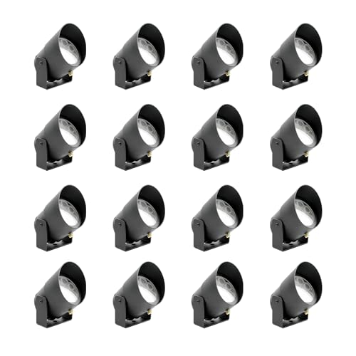 Haven Lighting Adjustable White Up LED Lights, Landscape Lighting Kit - Exterior House Lighting, Aluminum 16-Pack