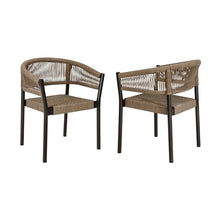 Armen Livin Doris Outdoor Patio Dining Chair in Dark Eucalyptus Wood with Truffle Rope - Set of 2