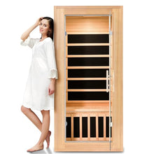 SAUNA DOCTOR 1180W Infrared Sauna for Home, 1 Person Indoor Dry Sauna with 7 Graphene Heating Plates & Foot Care, Canadian Hemlock Wood Spa, Bluetooth Speakers, 6mm Tempered Glass