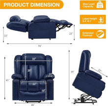 KTYUERGHK Triple Motor Power Lift Recliner Chair for Elderly Seniors, Lay Flat Reclining Sofa with Heat Massage & Extended Footrest, Cup Holder, Large Comfortable Lift Chair in Blue