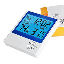 LCD Temperature Humidity Meter Backlight Indoor Outdoor Digital Hygrometer Thermometer Weather Station with Clock