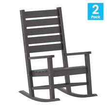 Flash Furniture Manchester Commercial Grade Outdoor Rocking Chair, All-Weather HDPE Indoor/Outdoor Rocker, Set of 2, Gray