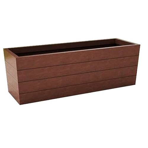 Generic Madera Tapered Rectangle Fiberglass Planter 48" x 15" x 24" Walnut