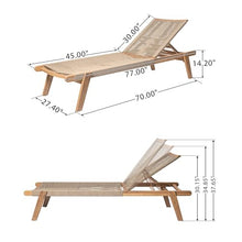 Merax Outdoor Chaise Lounge Chair Set of 4, 77" L Acacia Wood Patio Lounge Chair with 4 Adjustable Position, Rope Woven Beach Lounger for Pool Deck Balcony Garden, 800lbs Capacity, Teak+ Beige