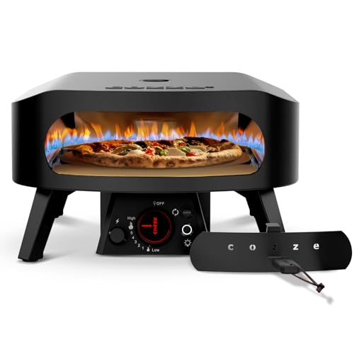 Cozze® 13 Inch Pizza Oven Gas Black Edition with Rotating Pizza Stone Diameter 34.5 cm - 600°C, Pizza in 2 Minutes