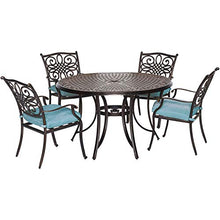 Hanover Traditions 5 Piece Patio Dining Set with Blue Cushions