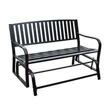 Stool Outdoor Park Garden Double Rocking Chair Sliding Bench, Weather-Resistant Metal Sliding Chair For Courtyard Bench With Backrest And Armrests, 51In Rocking Chair Porch (Brown Without cushion)