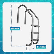SAFTRON 3 Rung Step Ladder Metal Swimming Pool Handrail with Polymer Coat Finish for Fresh and Saltwater Inground Pool, Graphite Gray