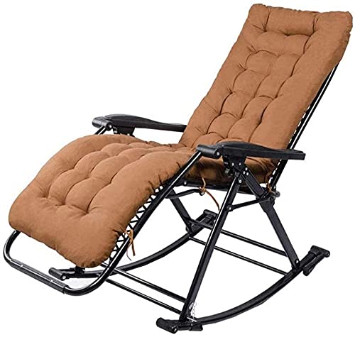 FENOKD Rocking Chair Gravity Chair Recliner Chair Rocking Chair with Brown Padded Cushion for Adults in Living Room Folding Lightweight | Outdoor Garden Reclining Patio Cha
