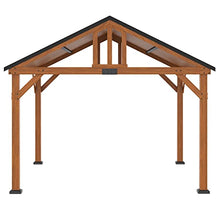Outsunny 11' x 12' Hardtop Gazebo with Wooden Frame and Asphalt Roof Brown