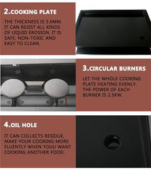 LMYYDES 2/3/4 Burner Table Top Gas Grill Griddle, Burners Gas Griddle, Flat Top Grill for Outdoor Cooking While Party, Picnicking Or Camping,3Burner