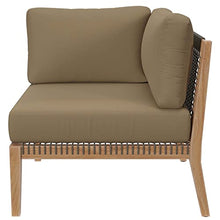 Modway Clearwater Outdoor Patio Teak Wood 6-Piece Sectional Sofa in Gray Light Brown