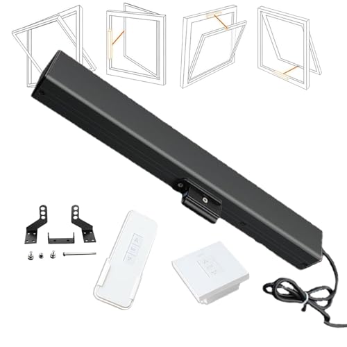 ZIJINGM Electric Window Opener Actuator (24V), Stroke 300mm-1000mm, with Remote Control + Switch, Push and Pull Force: 600N, Anti-Theft, Suitable for Skylight Greenhouse/roof Vents(300mm)