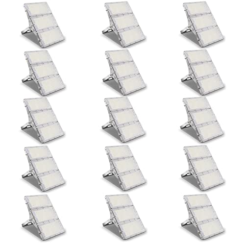 Viugreum 300W Flood Lights Outdoor, 24000LM Super Bright LED Work Light, 6000K Daylight White LED Flood Light Outdoor, IP65 Waterproof Security Lights for Garage, Yard, Lawn, Garden, Stadium - 15 Pack