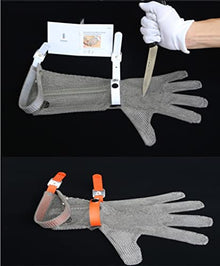 Cut Resistant Glove 32cm Long Stainless Steel Cut Resistant Gloves, Suitable for Slaughter, Kitchen, Garden, Outdoor Adventure Studio Gloves (Size : 2pcs/S)