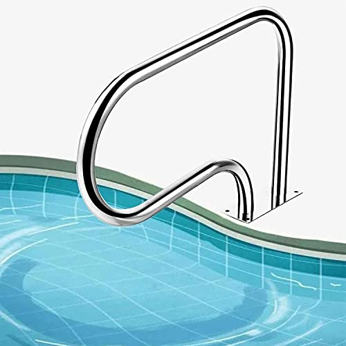 BSNANCA Swimming Pool Safety Hand Rail 304 Stainless Steel Pool Guardrail Pool Safety Handrail, Silver Pool Handrail with Quick-Mount Base,Full Set Accessories, 1pcs or 2pcs