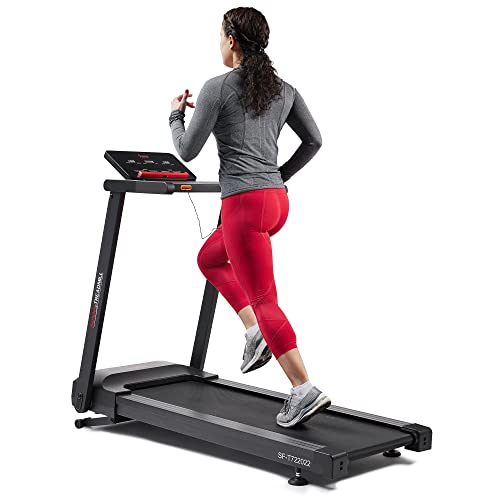 Sunny Health & Fitness Slim Folding Treadmill with 12-Level Auto Incline Black