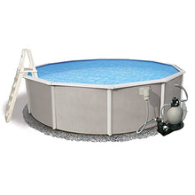 Blue Wave Belize 18ft Round 52in Deep Metal Wall Swimming Pool Package Blue Gray
