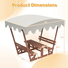 GFDGFD Outdoor Waterproof Solid Wood Picnic Table & Bench Set with Removable Canopy, Heavy-Duty All-Weather Patio Garden Deck Park Beach Dining Furniture for 6, Easy Assembly, Natural Finish