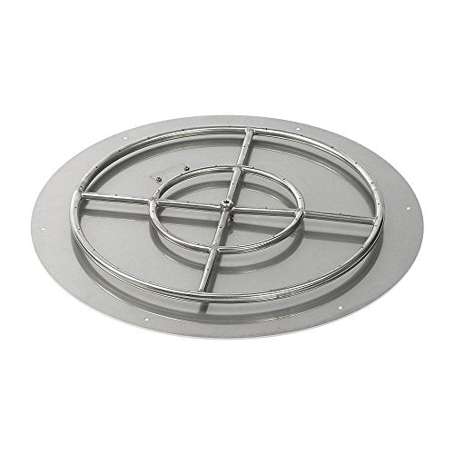 American Fireglass SS-RFPKIT-N-30H Propane 30" High Capacity Round Stainless Steel Flat Pan with Spark Ignition Kit (24" Ring Burner Included)