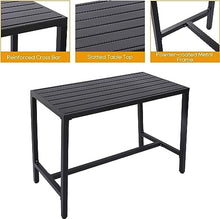 Sumshadow 5-Piece Outdoor Patio Bar Set, Bar Height Patio Dining Set, Weather-Resistant Bistro Counter Pub Set with Cushions & Slatted Tabletop for Backyard, Garden, Yard