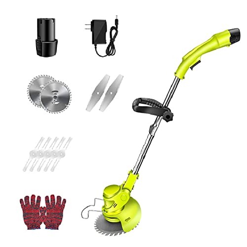 AMYYTL Cordless Grass Strimmer Cordless Lawn Mower, Adjustable Length Rotary Head Lawn Mower Electric 24V Walk-Behind Weeder with 3 Cutting Capabilities Trimmer for Garden Lawn