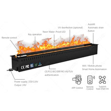 HuanSebesity Water Vapor Fireplace with Real Water-Flame Vapour,Multiple Flame Colors and 5 Levels Flame Adjustment,LED Indoor Embedded Touchable Atomized Flame,Vent-Free,100cm/39.3in 80cm/31.4in