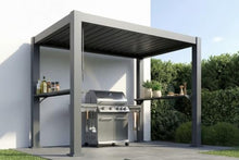 Patio Kingdom 8x5 FT Grill Pergola with Adjustable Louvered Roof, All-Aluminum Hardtop BBQ Grill Gazebo Shelter with Integrated Gutters, 2 Side Shelves, Outdoor Patio Canopy for Backyard, Deck