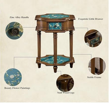Couch End Table Vintage Nightstand, End Table Wood Antique Shabby Chic Side Table, Small Bedside Table Accent Table with Drawer and Open Storage Shelf for Living Room Bedroom Corner Tables for Living