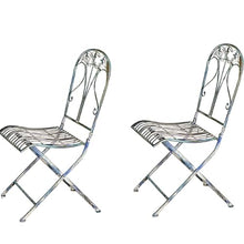 FENOKD Old Tables and Chairs Suitable for Outdoor Courtyards Foldable Table and Chair Set Coffee Table Iron Art Home and Garden Decoration 27.5 Inches Blue (Two Chairs)