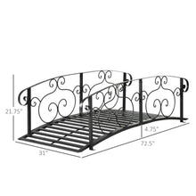 Hassyee Metal Arch Garden Bridge with Safety Siderails for Backyard, Poolside, Arc Footbridge with Sturdy Construction for Lawn, Stream, Pond, Creek