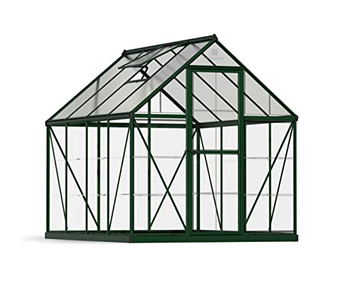 Palram - Canopia Hybrid 6' x 8' Polycarbonate Aluminum Greenhouse, Green