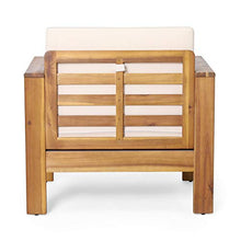 Christopher Knight Home Louver Club Chairs, Teak + Cream