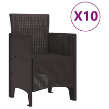 LKJVFCPW 11 Piece Outdoor Dining Set for 10, Brown Polypropylene Patio Table and Chairs, Garden Furniture for Backyard Deck Poolside
