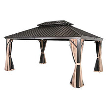 Patio Tree 12' x 16' Aluminum Frame Outdoor Gazebo Tent with Mosquito Net and Polyester Curtain