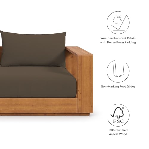 Modway Tahoe Acacia Wood Outdoor Patio Loveseat Natural Cocoa