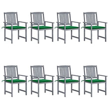 fsahslih Patio Chairs Set of 8 Solid Acacia Wood Gray Armchairs