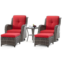 MeetLeisure 5 Piece Outdoor Patio Furniture Set Wicker Conversation Bistro Set Red