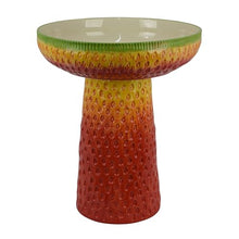 Benzara 19 Inch Bird Bath, Multicolor Ceramic, Strawberry Pedestal Garden Bowl