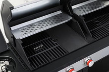 3-Burner Propane & Charcoal Hybrid BBQ Grill - 37230 BTU Stainless Steel Outdoor Grill with Side Burner, Enameled Cast Iron Grids, Lockable Casters & Built-In Thermometer
