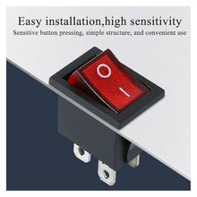 100PCS KCD1 Series 2/3/4 Pin ON-Off Boat Car Rocker Position Power Switches 15mm x 21mm Black Red Green 6A/250V 10A/125V AC(Red Light 3Pin,10000 PCS)
