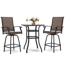 UKN Patio Furniture Iron 3-Piece Bar Set Black Modern Contemporary Square Weather Resistant