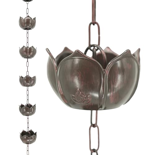 DFTDFYXYRain Chain Outdoor Rain Chains Rain Catcher Chain-Aluminum 3.2-26.2FT Adjustable Rain Catcher Chain for Drain Replacement, Garden Decoration,Suitable for Patio and Eaves Drainage,8m(26.2ft)