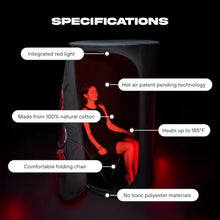 THE POD COMPANY Sauna Pod - Portable Personal Dry Sauna for Recovery & Wellness - for Athletes & Everyday Users - Includes Red LED Light, Heater & Foldable Chair - Hot Air Technology - Up to 185℉