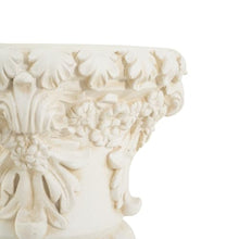 Christopher Knight Home Leita 23.03" H Classical Floral Relief Urn Planters Set of 2, MGO Outdoor Flower Pots, Weather-Resistant Outdoor Planters Set for Porch Entryway Decor, Antique White