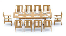TeakFurnitureOutlet A-Grade Teak 11pc Dining 118" Rectangle Table 10 Caranas Arm Chairs Set Outdoor